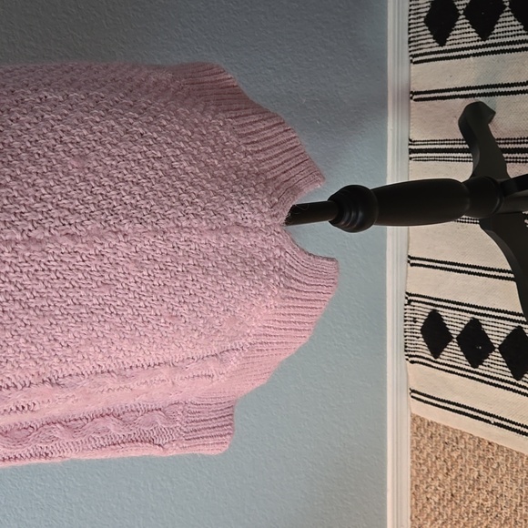LAUREN RALPH LAUREN Pink Mock Neck Cable Knit Pattern Sweater Sz XL cottagecore - Picture 7 of 12